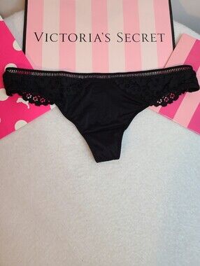 Retired BBV Victoria's Secret Silky Smooth Nylon Lace Thong Panty Size Sm